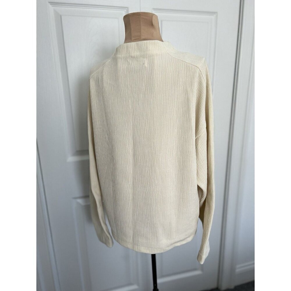 Madewell Jacquard Stripe Funnel Neck Long-Sleeve Sweater Antique Cream Size XS - Picture 7 of 11